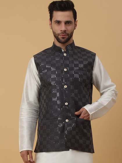 KRAFT INDIA Sequined Nehru Jacket