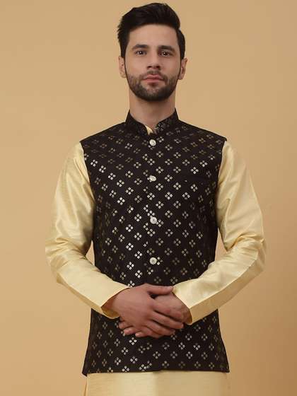 KRAFT INDIA Embellished Woven Nehru Jacket