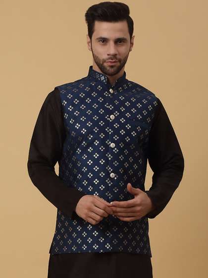 KRAFT INDIA Embellished Woven Nehru Jacket