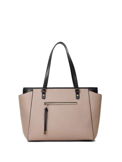 MIRAGGIO Abby Beige Solid Shoulder Tote Bag