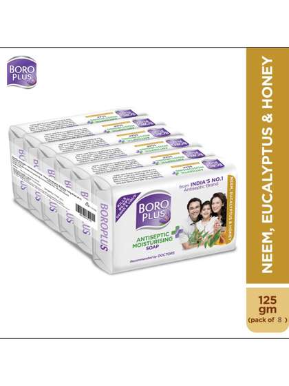 BOROPLUS Set of 8
                        Antiseptic Moisturising Soap With Neem,
                        Eucalyptus & Honey - 125g Each