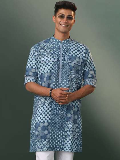 VASTRAMAY Cotton Pathani Kurta