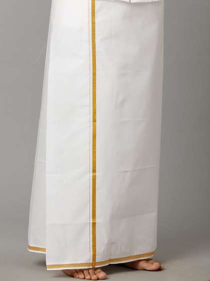 Ramraj Pure Cotton
                        Zari Border Dhoti
