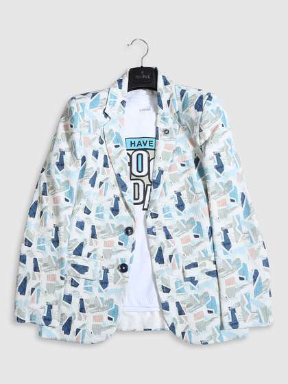 CAVIO Boys Printed Pure
                    Cotton Blazers & T-Shirt