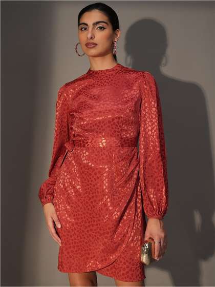 Tokyo Talkies Sequin
                        Embellished Puff Sleeve Sheath Dress