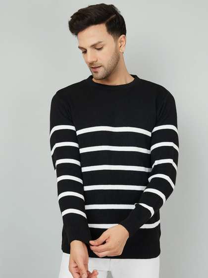 KVETOO Striped Round
                        Neck Acrylic Pullover Sweater