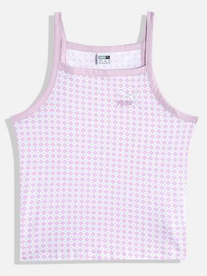 Puma Girls Floral Print
                    Cotton Classics Match Point Youth Slim Fit Tank Top