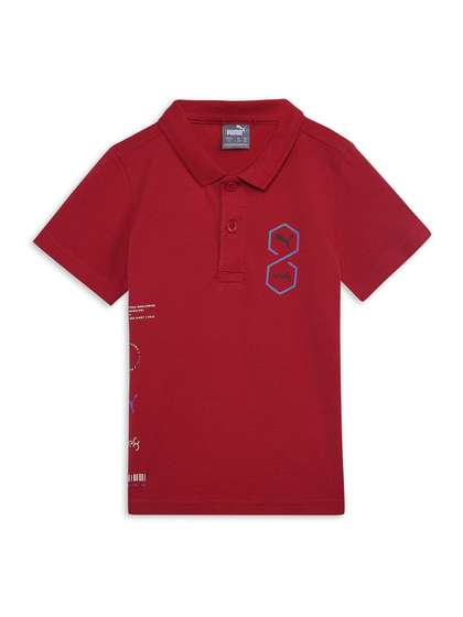 one8 x PUMA Boys Cotton Polo Collar Short Sleeves Applique Casual T-shirt