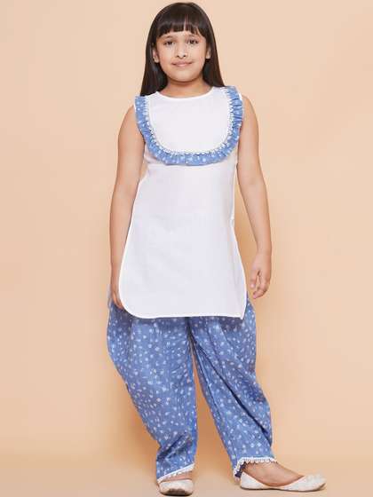 Modish Couture Girls
                    Round Neck Straight Pure Cotton Kurta with Salwar