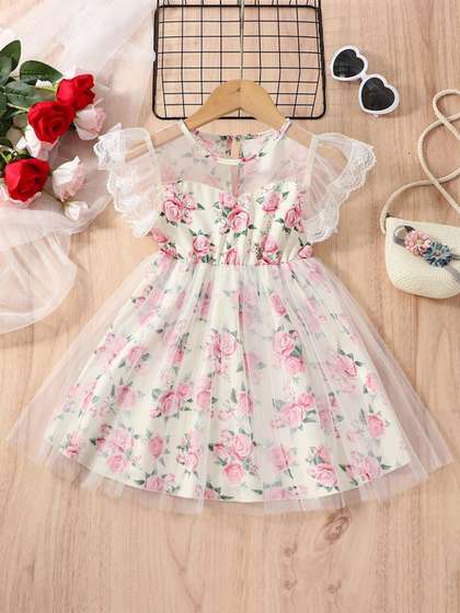 BAESD Round Neck Floral
                    Print Fit & Flare Dress