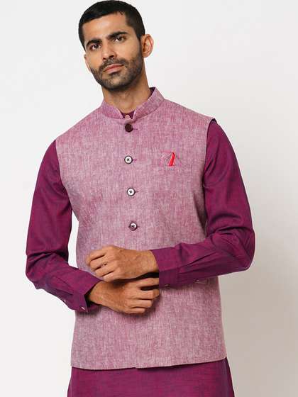 Indivisual Clothing Woven-Design Nehru Jacket