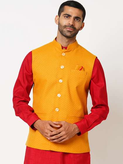 Indivisual Clothing Woven Design Nehru Jacket