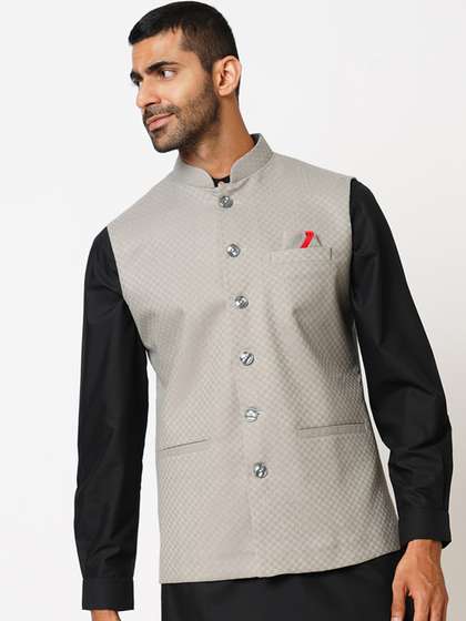Indivisual Clothing Woven Design Nehru Jacket