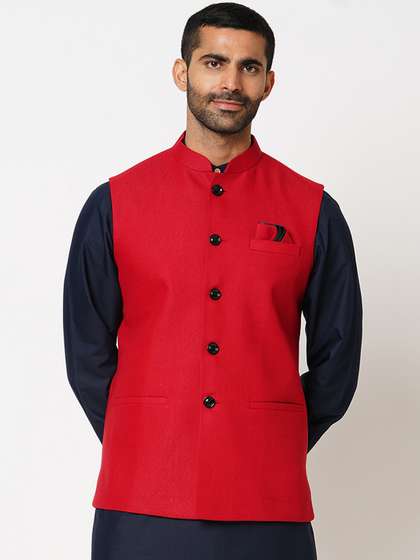 Indivisual Clothing Woven Design Nehru Jacket