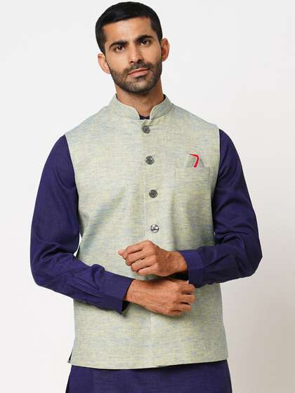 Indivisual Clothing Dyed Printed Nehru Jacket