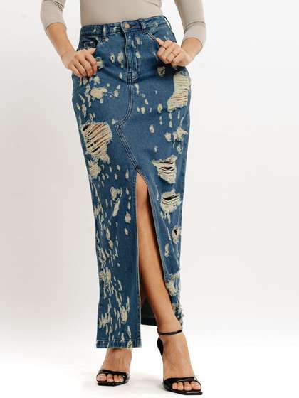 FREAKINS Distressed Cotton Maxi Skirts