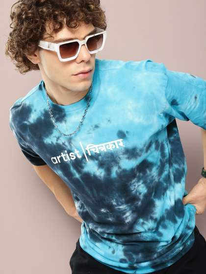 Kook N Keech Tie and Dye Printed Drop-Shoulder Sleeves Oversized Pure Cotton T-shirt