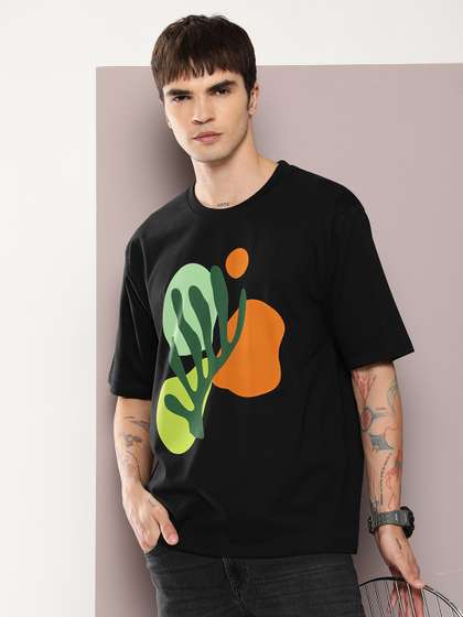 DILLINGER Men Graphic Oversized Printed Drop-Shoulder Sleeves Pure Cotton T-shirt