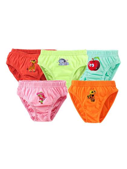 BAESD Girls Pack Of 5
                    Assorted Printed Pure Cotton Hipster Briefs 3212