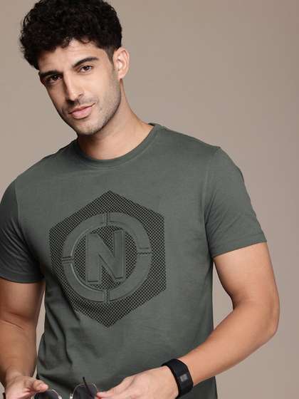 Nautica Brand Logo Printed Pure Cotton T-shirt