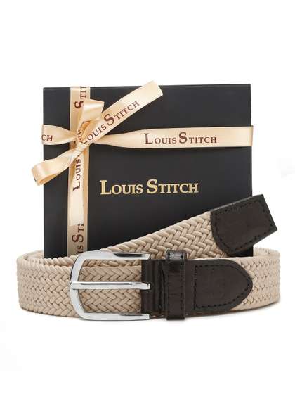 LOUIS STITCH Men Braided
                    Stretchable Belt With Leather End
