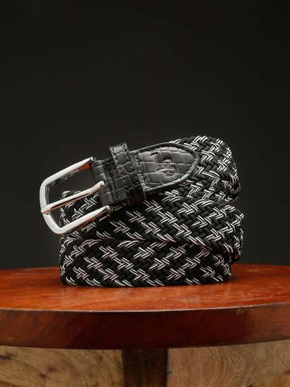 LOUIS STITCH Men Braided
                    Stretchable Belt With Leather End
