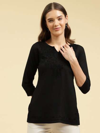 QAZMI Thread Work Straight Kurti