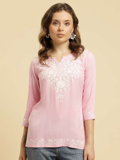 QAZMI Kashmiri Floral Aari Embroidered Kurti