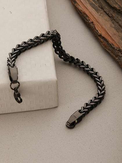 Jazz and Sizzle Men
                    Rhodium-Plated Link Bracelet