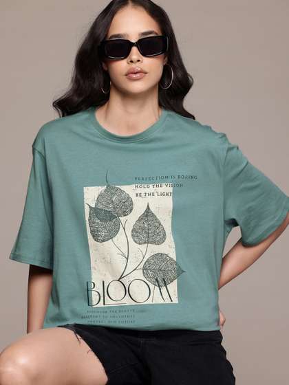 The Roadster Lifestyle
                      Co. Women Graphic Print Cotton Oversized T-shirt