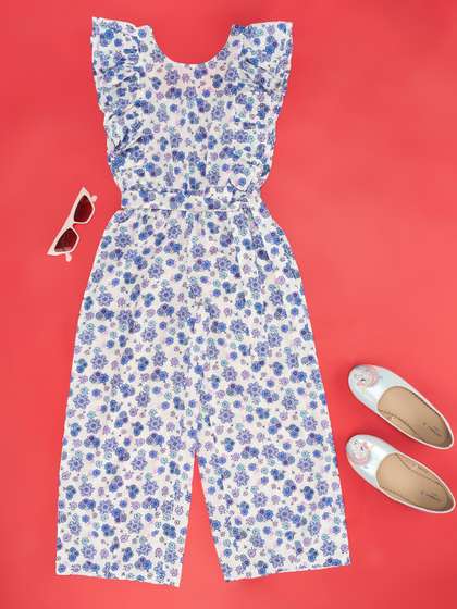 YU by Pantaloons Girls
                    Printed Cotton Basic Jumpsuit with Ruffles