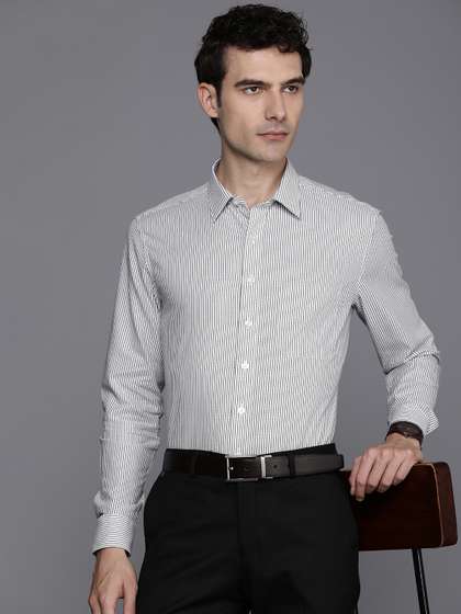 Louis Philippe Pure Cotton Self Striped Slim Fit Formal Shirt