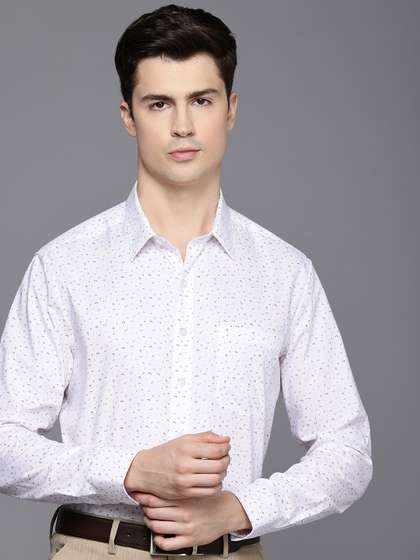 Louis Philippe Pure Cotton Slim Fit Floral Opaque Printed Formal Shirt