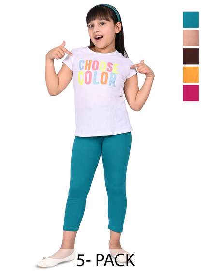 BAESD Girls Pack Of 5
                    Slim Fit High Rise Cropped Leggings