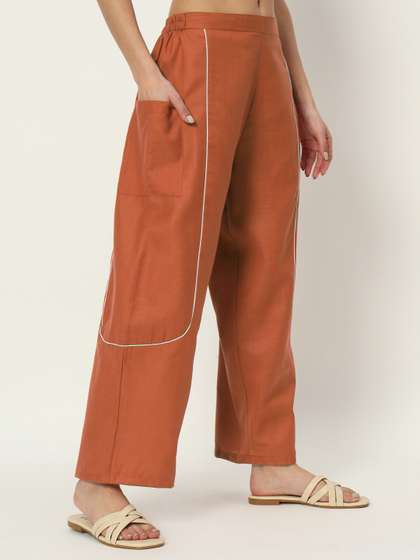 9rasa Women Cotton Straight Palazzos