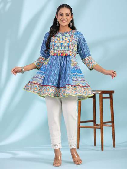 Juniper Floral Printed Thread Work Tunic