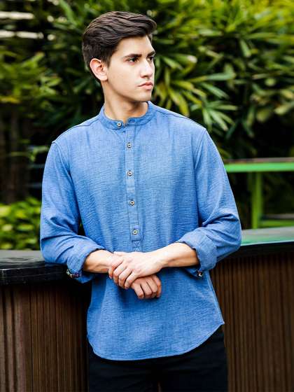 HERE&NOW Band Collar Short Kurta