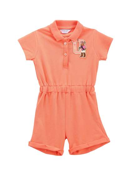 U.S. Polo Assn. Kids
                    Girls Shirt Collar Pure Cotton Rompers