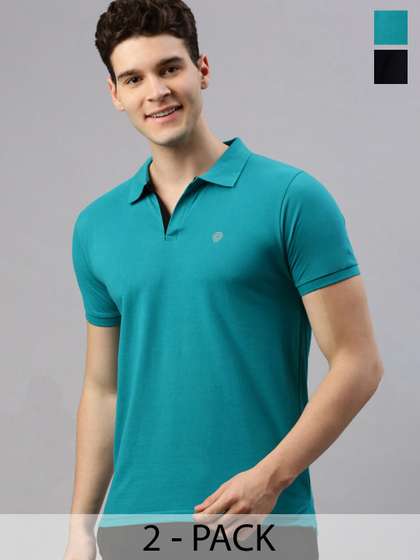 Lux Cozi Pack Of 2 Polo Collar Cotton Lounge Tshirts
