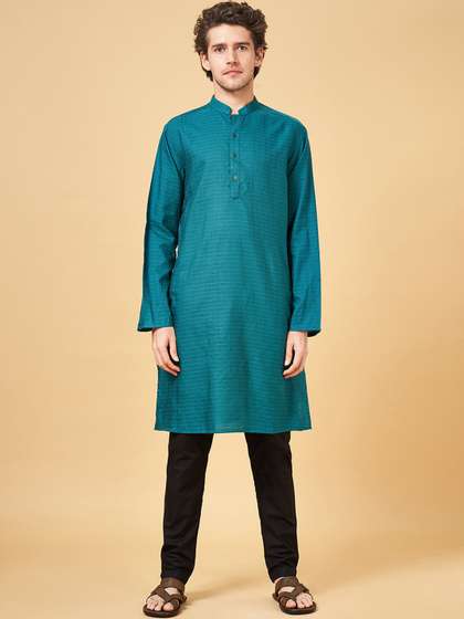 indus route by Pantaloons Checked Pure Cotton Kurta