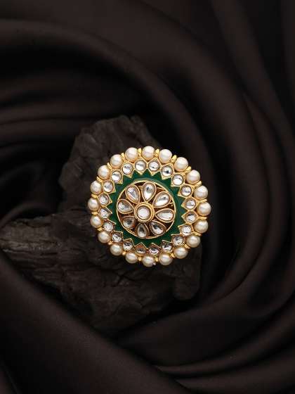 Jazz and Sizzle Gold Plated Kundan Studded Finger Ring