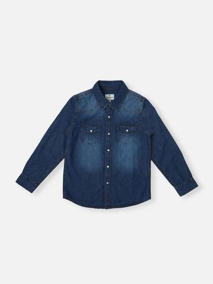 Pepe Jeans Boys Spread
                    Collar Long Sleeves Faded Opaque Cotton Casual
                    Shirt