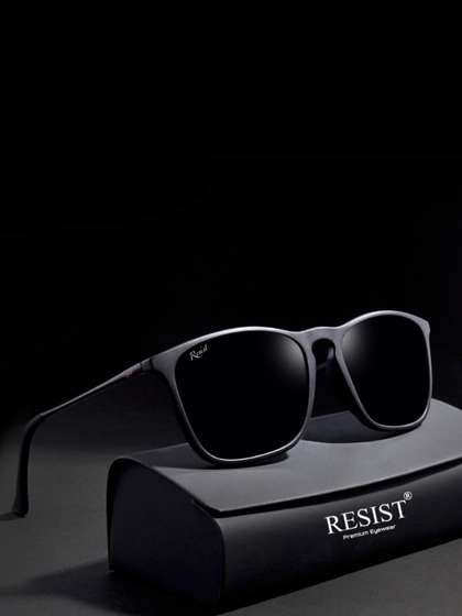 RESIST EYEWEAR
                          UNISEX Black UV Protected Wayfarer Sunglasses