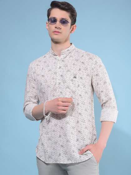 Crimsoune Club
                        Geometric Printed Band Collar Straight Kurta