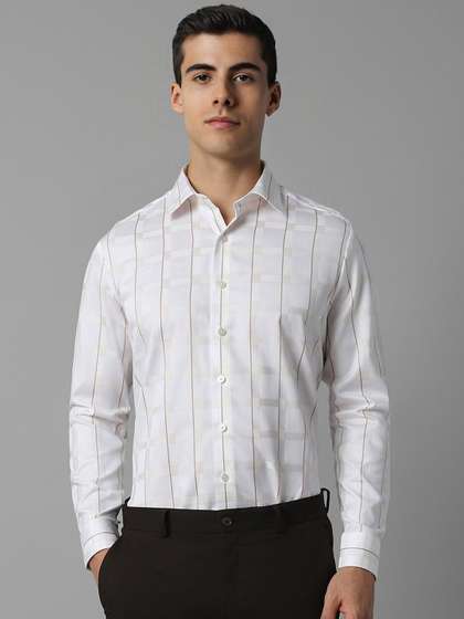 Louis Philippe Slim Fit Windowpane Checked Pure Cotton Formal Shirt