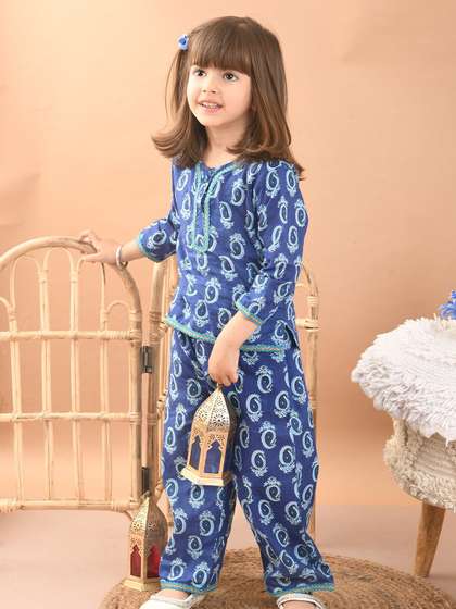 Superminis Girls Printed
                    Pure Cotton Top with Trousers