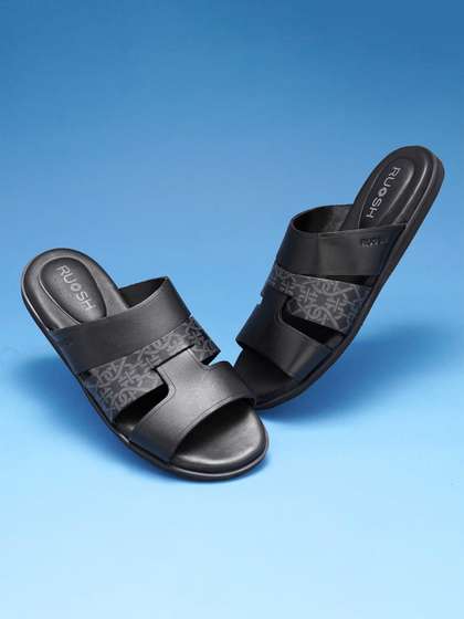 Ruosh Men Textured
                    Leather Comfort Sandals