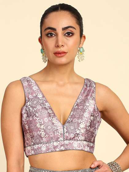 Soch Printed V-Neck Saree Blouse