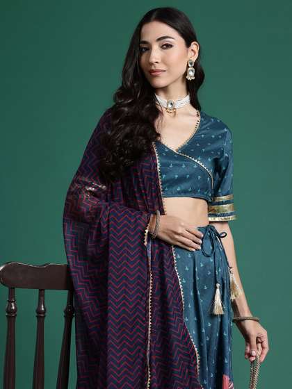 Sangria Printed Ready to Wear Lehenga & Blouse With Dupatta