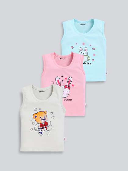 MooNKids Kids Pack Of 3
                    Printed Cotton Innerwear Vests- MK_Vest_325